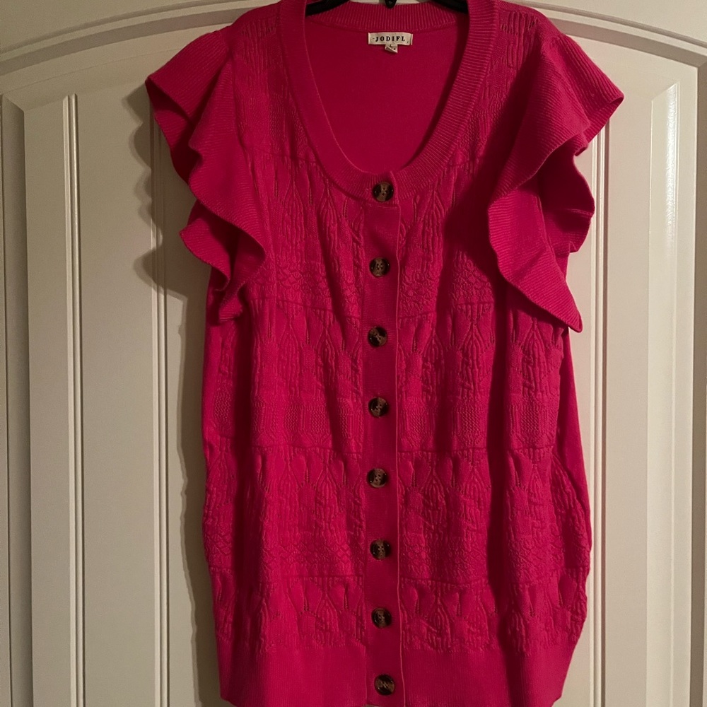 Hot pink short sleeve sweater